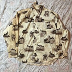 outdoor life vintage y2k nwt western button up shirt with deer print size large